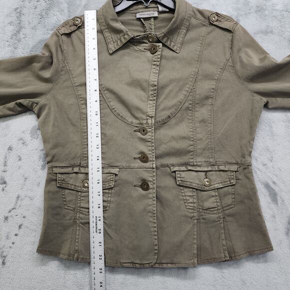 DKNY Petites Jacket Womens L Army Green Military Utility Button Front Grunge Y2K - Picture 12 of 13